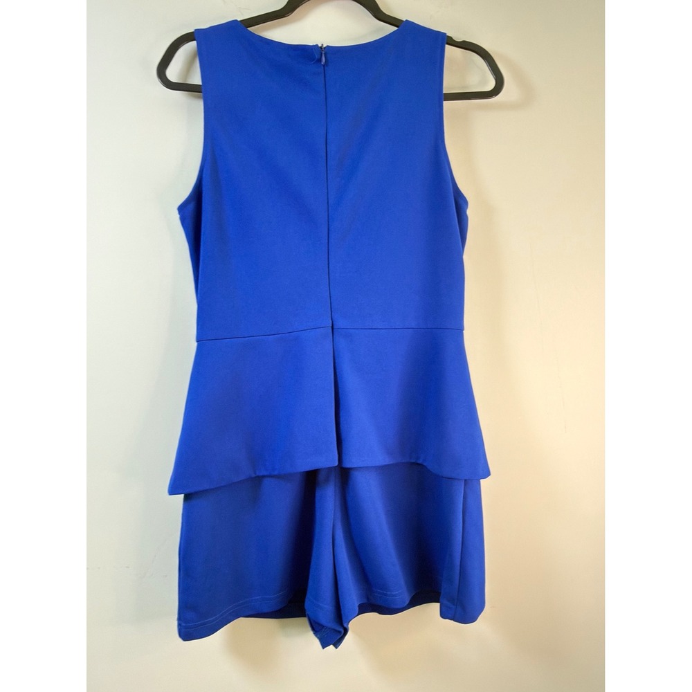 LUSH Romper Royal Blue Peplum Sleeveless V-Neck Women Size M - Picture 2 of 9